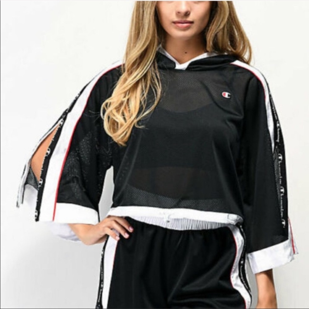 CHAMPION MESH HOODED CROP TOP - NWT!